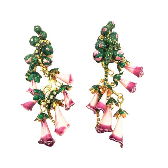 Lunch at the Ritz Couture Earrings Foxy Flowers Whimsical Jewelry - Picture 2 of 6